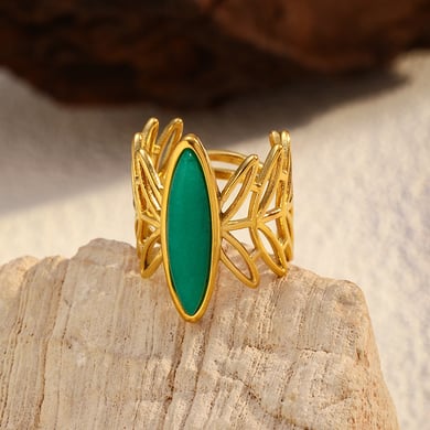 1 Piece Irregular Shape Stainless Steel Gold Color Statement Ring h5 Picture3