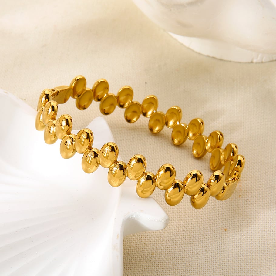 1 Piece  Daily Patchwork Stainless Steel  Gold Color  Women's Bangles Picture3