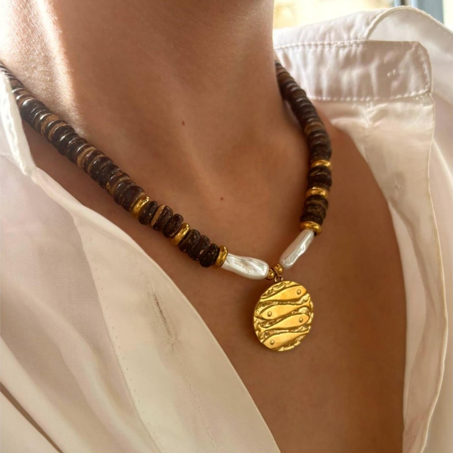1 Piece Wooden Beads Pendant Necklace Picture4
