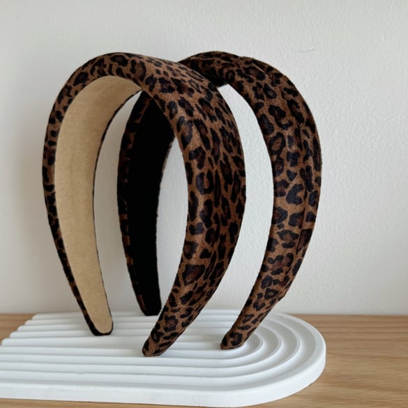 1 Parça Retro Leopar Desenli Kumaş Kadın Saç Bantları 2