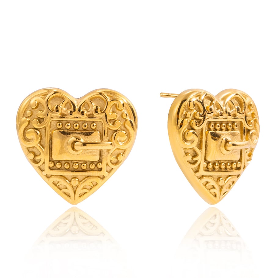 Designable Heart Stainless Steel Gold Color Women's Jewelry Sets