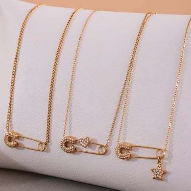Daily Paper Clip Stainless Steel Gold Color Women's Pendant Necklaces h5 Picture6