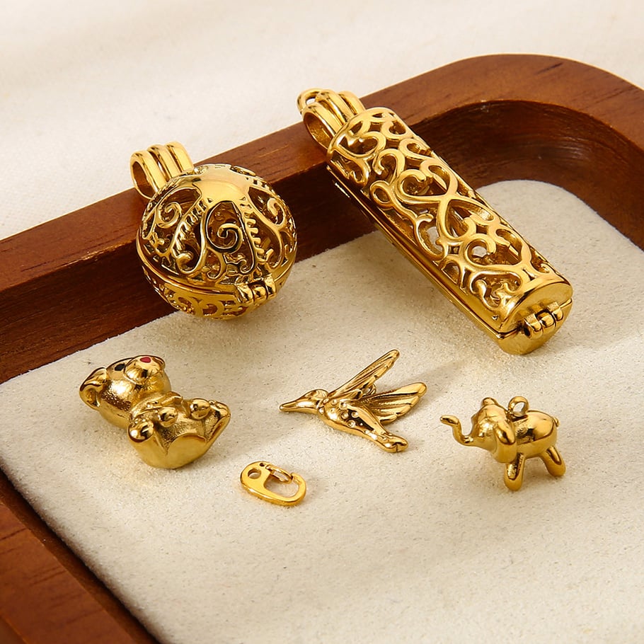1 Piece DIY Carved  Hollowed Box  Stainless Steel  Women's Pendants Picture2