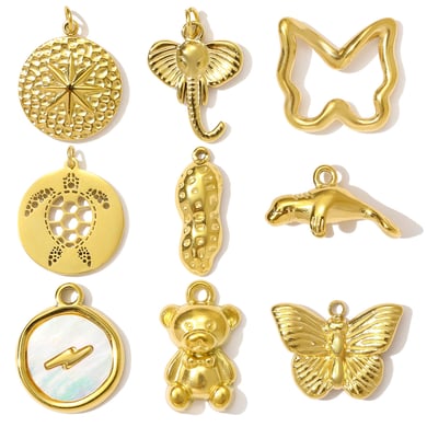 Pendentif papillon romantique en acier inoxydable couleur or pour femme, 1 pièce h5 Image5