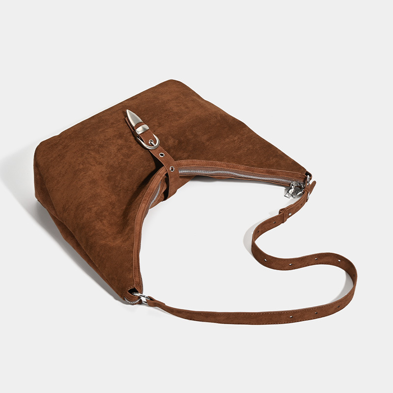 Borsa a tracolla da donna in similpelle scamosciata tinta unita, casual, semplice, 1 pezzo Immagine3