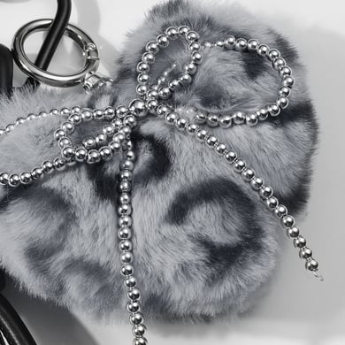 1 Piece Leopard Print Plush Heart Bag Charm h5 Picture6