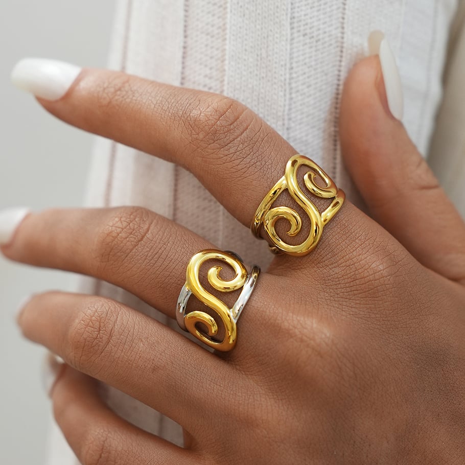 1 Piece Simple Casual Irregular Shape Infinity Stainless Steel Gold Color Women's Statement Rings h5Picture4