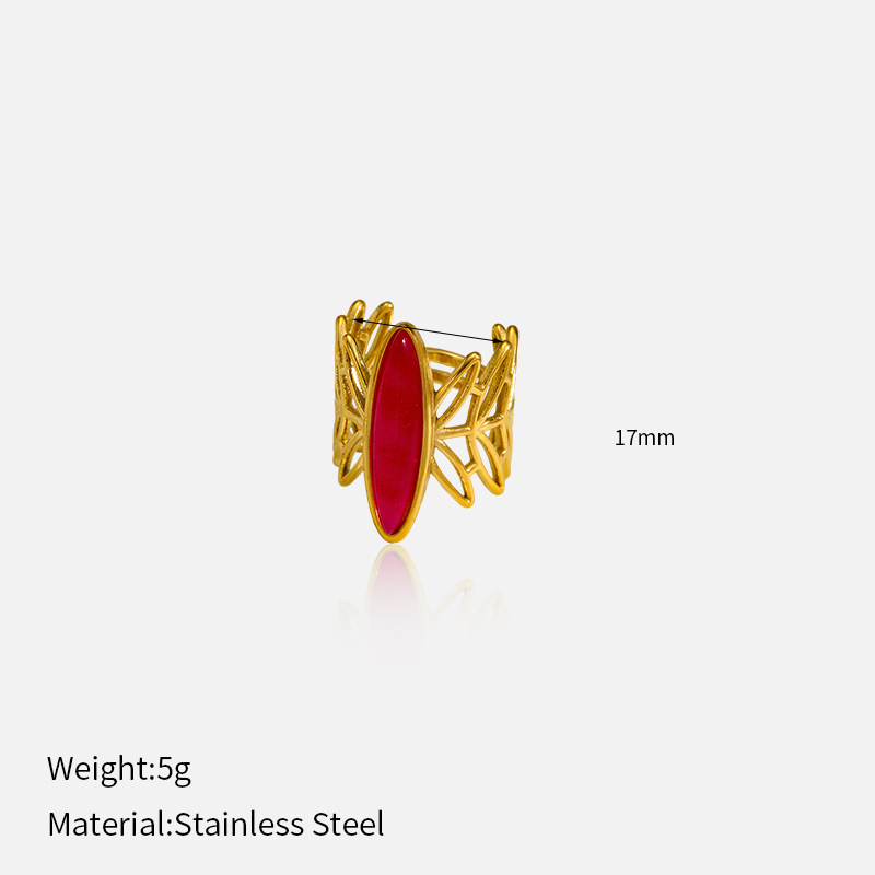 1 Piece Irregular Shape Stainless Steel Gold Color Statement Ring