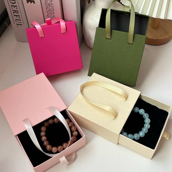 Solid Color Paper Jewelry Box Customized Logos Available 2