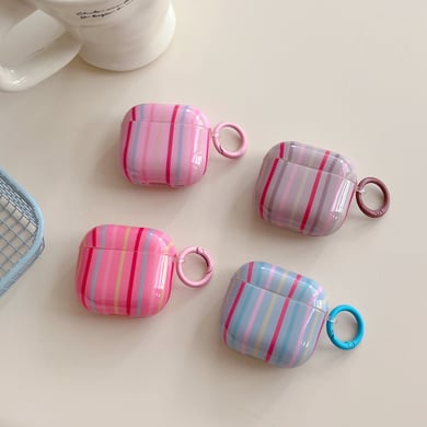 1 funda para auriculares con diseño de rayas de colores para mujer h5 Imagen2