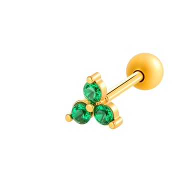 1 Adet Üçgen Altın Renkli Zirkon Taşlı Piercing Küpe h5 