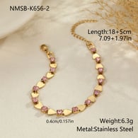NMSB-K656-2 Heart Pink Diamond Bracelet Picture2