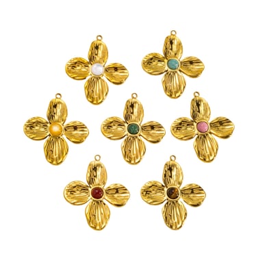 1 Piece  Sweet Flower Stainless Steel   Gold Color  Women's Pendants h5 Picture4