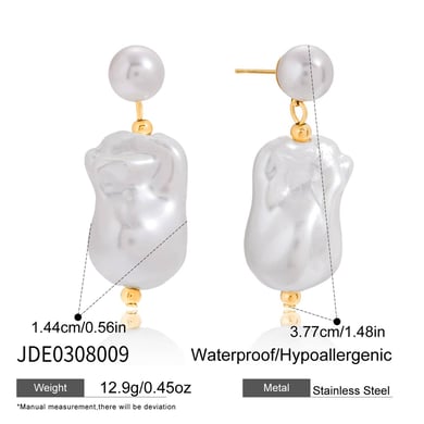 1 Pair Elegant Irregular Shape Stainless Steel Gold Color Women's Drop Earrings h5 Picture2