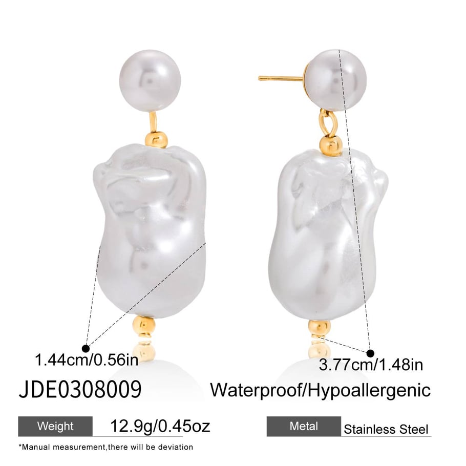 1 Pair Elegant Irregular Shape Stainless Steel Gold Color Women's Drop Earrings Picture2