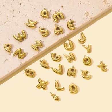 Pendentif pour femme en acier inoxydable couleur or avec lettre classique, 1 pièce h5 Image4