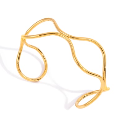 1 Piece Daily Curve Stainless Steel Gold Color Women's Cuff Bracelets h5 