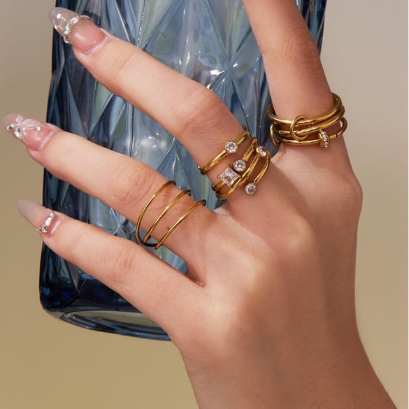 1 Piece Minimalist Circle Stainless Steel Gold Color Zircon Minimalist Rings 2