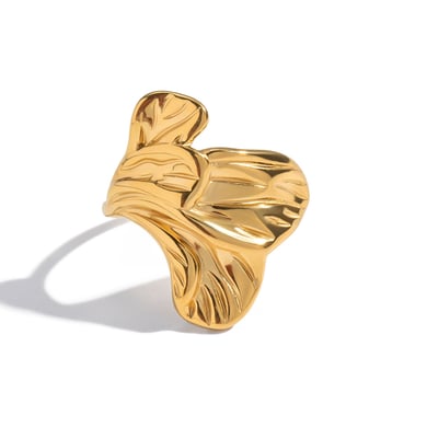 1 Piece Flower Stainless Steel  Gold Color  Statement Ring h5 Picture5