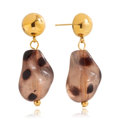 1 paio di orecchini pendenti da donna in acciaio inossidabile color oro con stampa leopardata h5 