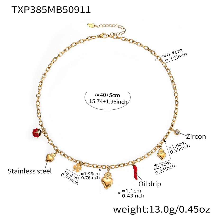 Luxurious Heart&Chili Stainless Steel Gold Color Women's Jewelry Sets 