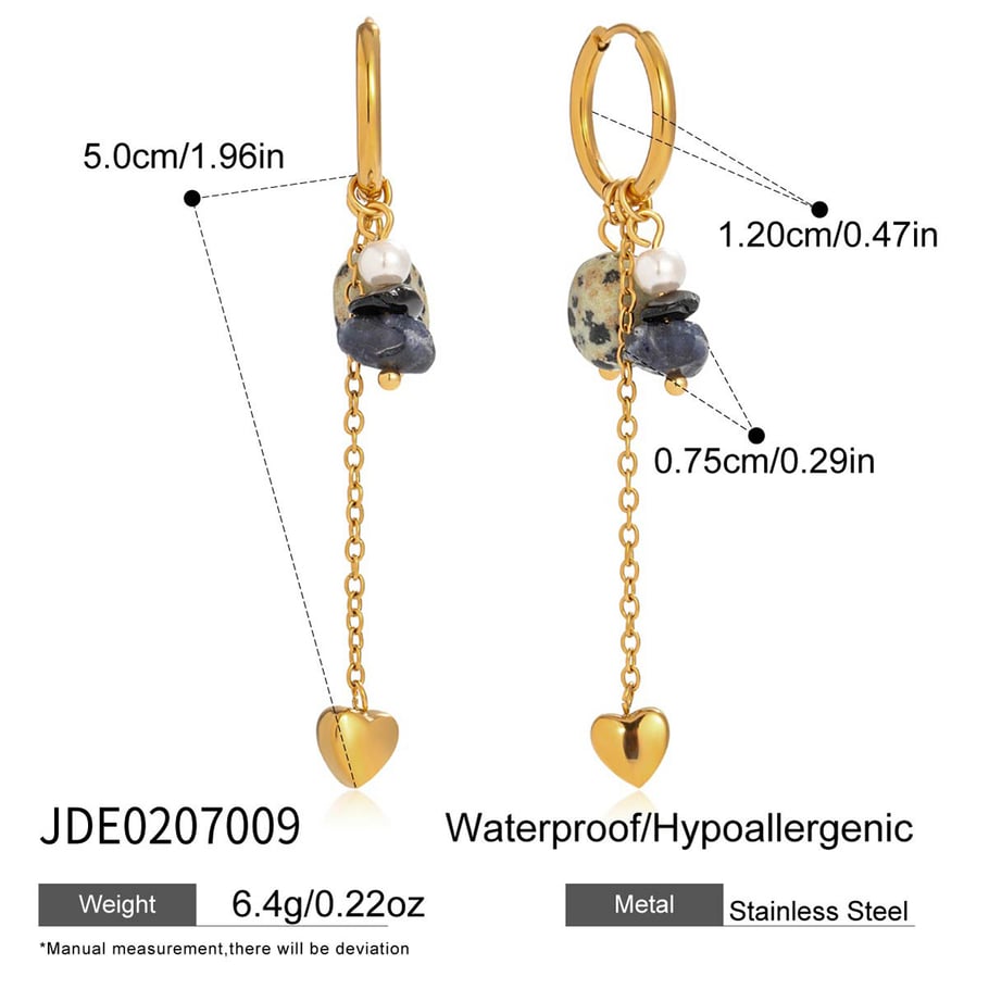 Pendientes colgantes de acero inoxidable con piedra natural y estrella de diseño para mujer, 1 pieza h5Imagen2