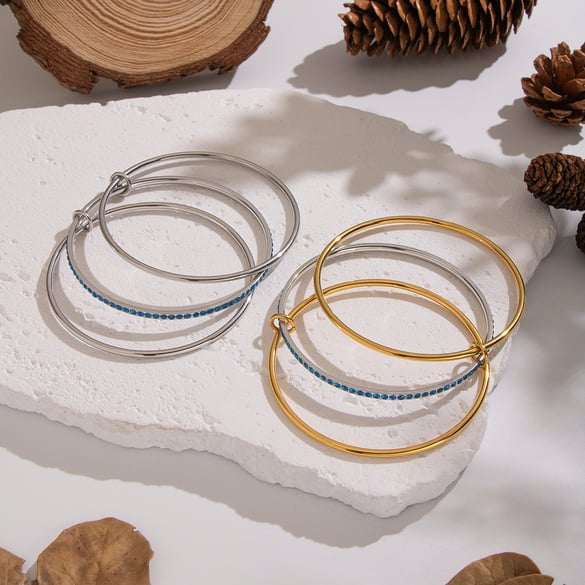 Braccialetti Hip-Pop Circle in acciaio inossidabile color oro, 1 pezzo 2