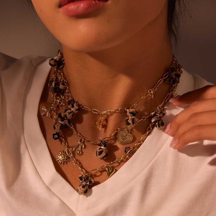 1 Piece  Irregular Shape Heart Leopard Print Stainless Steel  Women's Pendant Necklaces Picture2