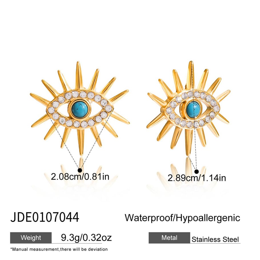Retro Devil's Eye Stainless Steel Gold Color Calaite Women's Jewelry Sets Picture2