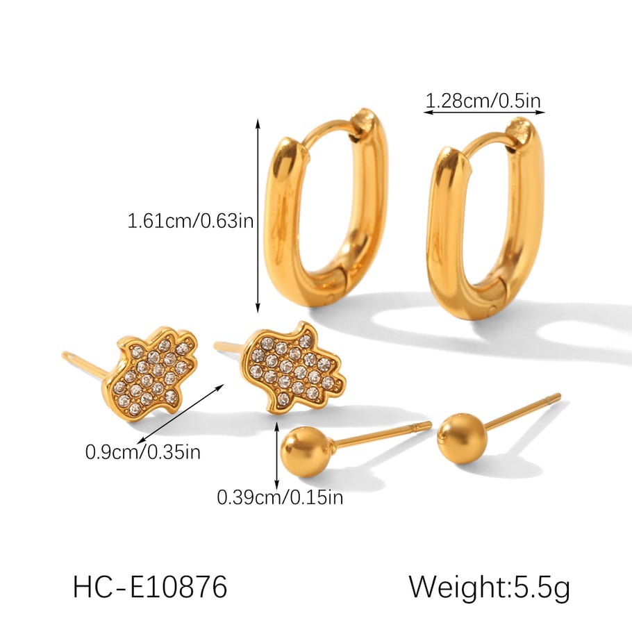 Luxurious Flower Irregular Shape Star Moon Stainless Steel Women's Stud Earrings h5Picture2
