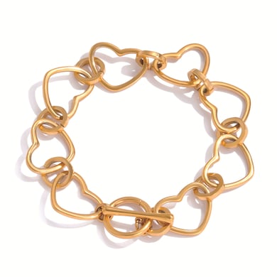 Braccialetti a catena da donna in acciaio inossidabile color oro con cuore semplice, 1 pezzo h5 