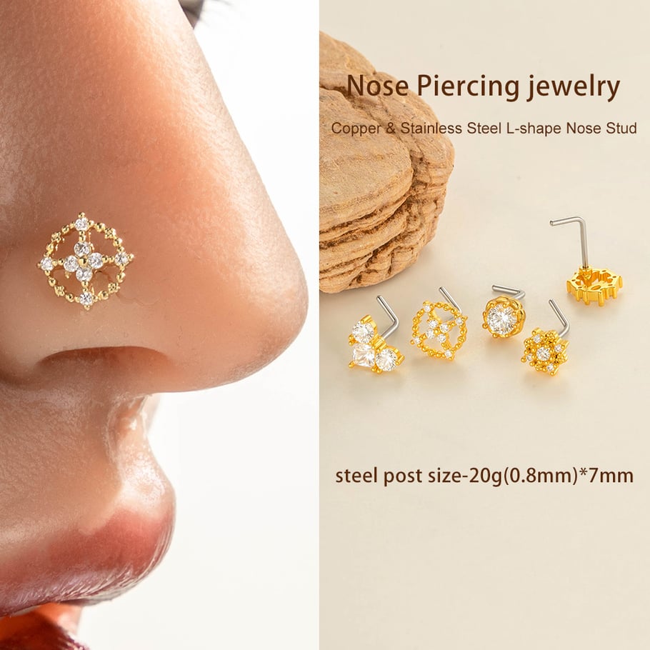 1 pièce de piercing de nez en zircon couleur cuivre doré Image4