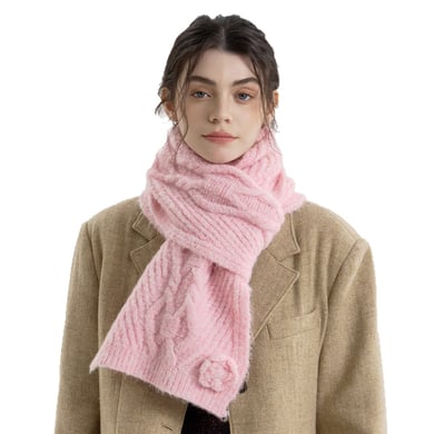 1 écharpe d&#39;hiver en polyester à fleurs magnifiques pour femme h5 Image5