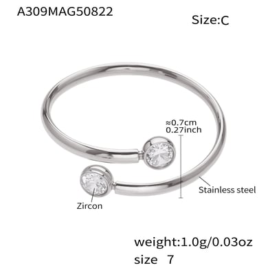 1 Piece Minimalist Circle Stainless Steel Gold Color Zircon Minimalist Rings h5 