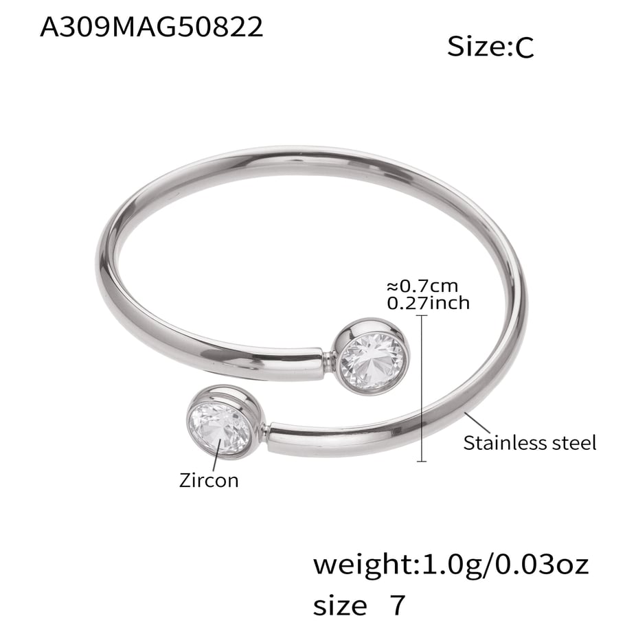 1 Piece Minimalist Circle Stainless Steel Gold Color Zircon Minimalist Rings