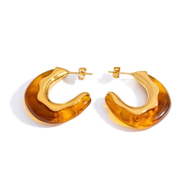 1 paire de boucles d&#39;oreilles à tige simples en acier inoxydable doré pour femme h5 