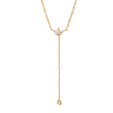 Collana con ciondolo in zircone color oro a forma di fiore a Y, 1 pezzo h5 Immagine5