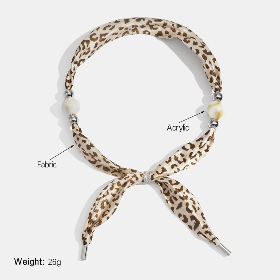 1 Piece Retro Leopard Print Fabric Scarf Necklace Picture2