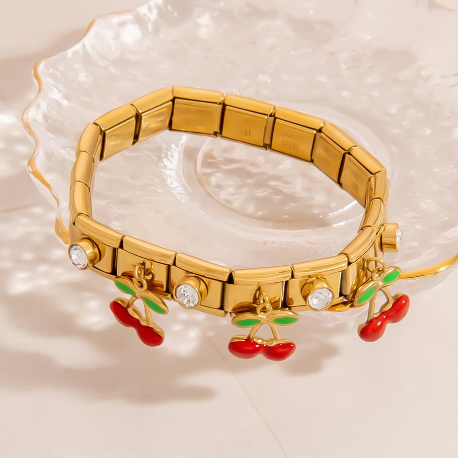 1 Stück DIY Obst Kirsche Erdbeere Edelstahl Damen Kettenarmbänder h5Bild3