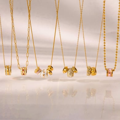 1 Piece Exquisite Classic Circle Stainless Steel Gold Color Zircon Women's Pendant Necklaces h5 Picture6