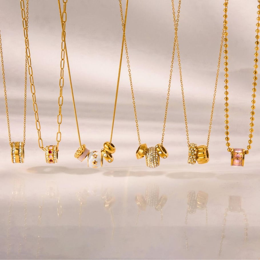 1 Piece Exquisite Classic Circle Stainless Steel Gold Color Zircon Women's Pendant Necklaces h5Picture6