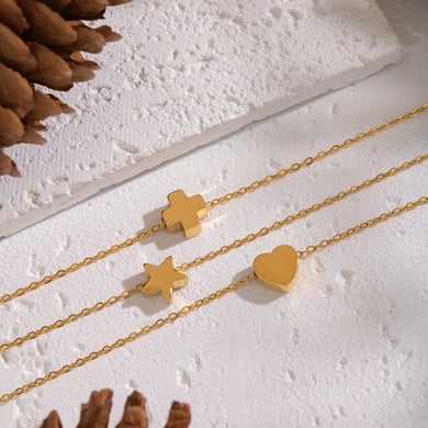 Collana con ciondolo a forma di cuore e stella in acciaio inossidabile color oro, 1 pezzo h5 Immagine3