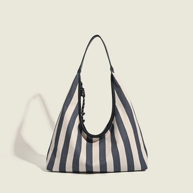 Borsa a tracolla da donna in tela casual a strisce, serie semplice, 1 pezzo h5 