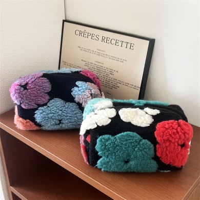 1 pezzo classico retrò fiori colori misti borse per il trucco da donna h5 Immagine3
