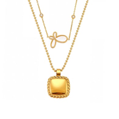 1 pieza elegante collar con colgante de mariposa de acero inoxidable color dorado para mujer h5 Imagen6