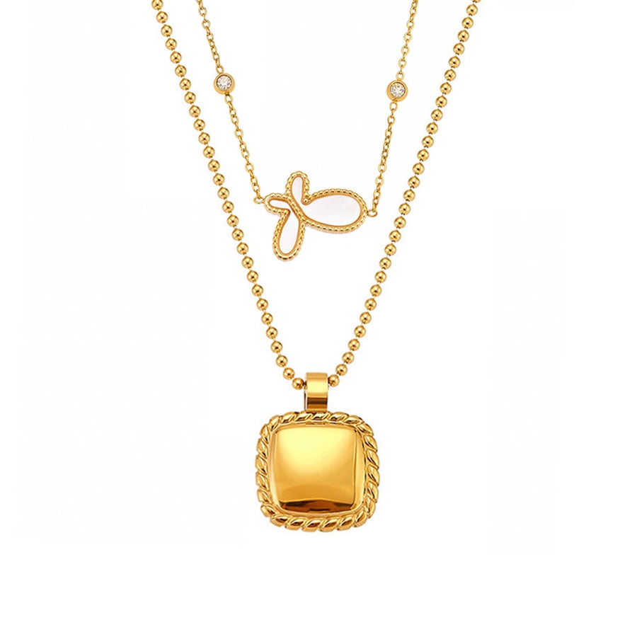 1 pieza elegante collar con colgante de mariposa de acero inoxidable color dorado para mujer Imagen6