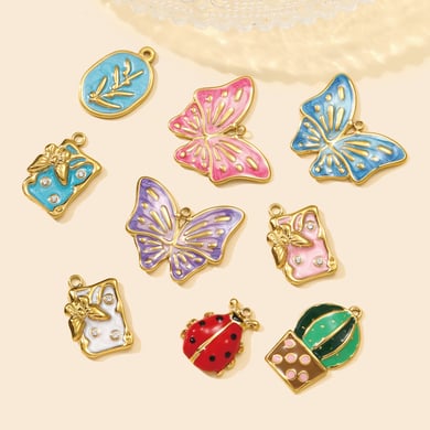 Pendentif papillon radieux en acier inoxydable couleur or pour femme, 1 pièce h5 Image4