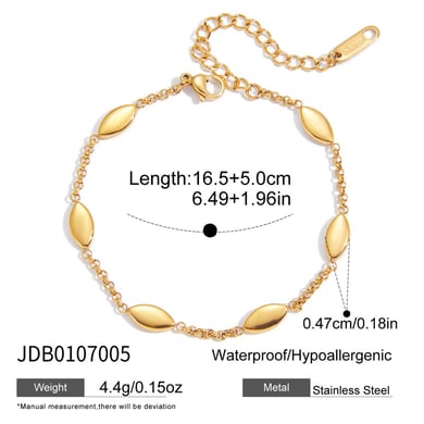 Braccialetti a catena da donna in acciaio inossidabile color oro a forma di foglia minimalista, 1 pezzo h5 Immagine2