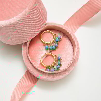 1 Pair Elegant Circle Calaite Stainless Steel Gold Color Women's Hoop Earrings h5 Picture6