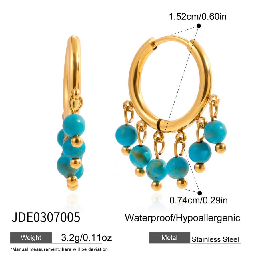 1 Pair Elegant Circle Calaite Stainless Steel Gold Color Women's Hoop Earrings Picture2